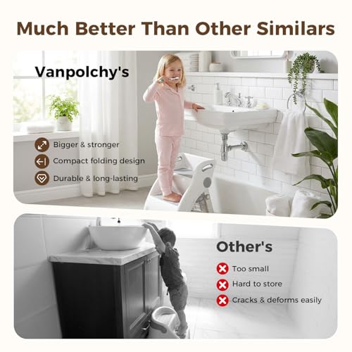Foldable Toddler Step Stool for Bathroom Sink, Kids Step Stool