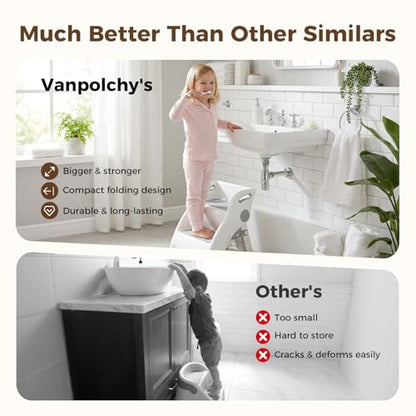 Foldable Toddler Step Stool for Bathroom Sink, Kids Step Stool