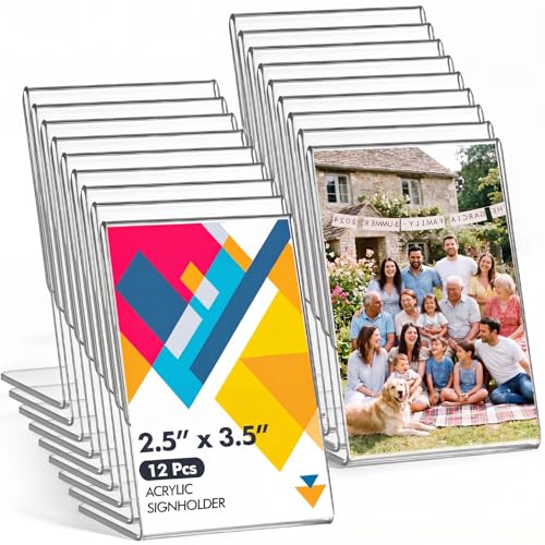 Ctosree 12 Pcs Acrylic L Shape Slant Desktop Photo Frame, 2.5 x 3.5 Inch - size: 2.5 x 3.5 Inch