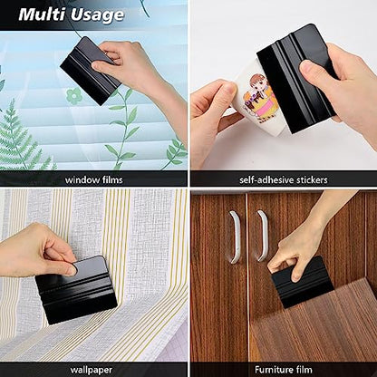 NEWISHTOOL 100 PCS Felt Squeegee for Vinyl, PPF Tint Wrap Application Tool - color: Black
