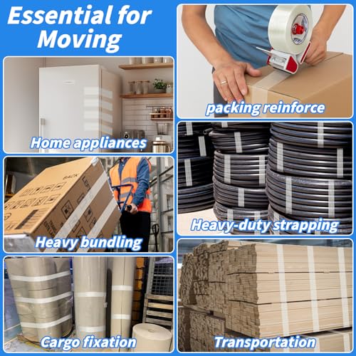 Oleitodh 16 Rolls Strapping Tape 2 Inch x 60 Yards 5.5 Mil Filament Tape - size: 2in x 60Yds