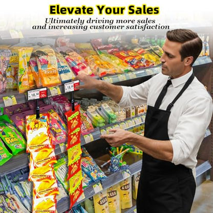 Hanging Merchandise Strips with Hooks Chip Display Rack Stands Potato Bag Holder for Retail Displaying Label Headers Greeting Card Party Vendors Snack Candy Portable Organizer Storage (6 Chip 4 Pack) - style: 6 Chip 4 Pack