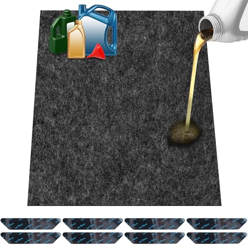 ToLanbbt Garage Floor Mat 60" x 36" - Oil Spill Mat for Under Car Driveway Oil Drip Pad with 8P Tapes, Waterproof Backing, Leak Absorbent, Reusable, Washable, Protect Garage Floor (1P, Dark Gray) - size: 5'x3'