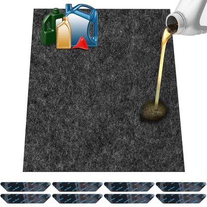 ToLanbbt Garage Floor Mat 60" x 36" - Oil Spill Mat for Under Car Driveway Oil Drip Pad with 8P Tapes, Waterproof Backing, Leak Absorbent, Reusable, Washable, Protect Garage Floor (1P, Dark Gray) - size: 5'x3'