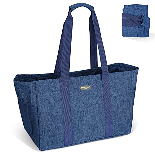 BALEINE Soft 9 Gallon Extra Large Utility Tote, Foldable Reusable Storage Bag (Denim Blue) - color: Denim Blue, size: 1-Pack