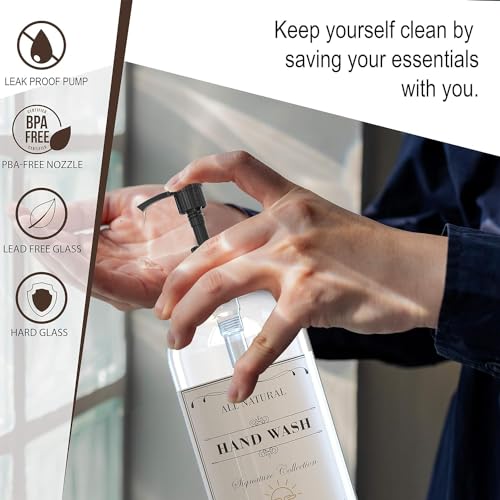 Sunrise Premium Clear Glass Soap Dispenser with Pump, 4 Pack - color: Black Plastic Pump - Clear Glass 4pcs