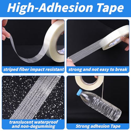 Oleitodh 16 Rolls Strapping Tape 1 Inch x 60 Yards 5.5 Mil Fiberglass Tape - size: 1in x 60Yds