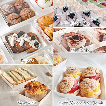 Ocmoiy Charcuterie Boxes with Clear Lids, 5 Inches, 50 Pack, White - color: White