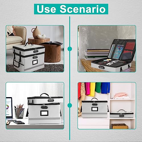 EXLIFBAG Fireproof File Organizer with Lock, 2 Layer - color: Grey, size: 2 Layer