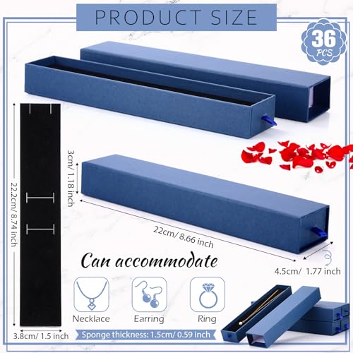 Kenning 36 Pcs Jewelry Gift Box for Necklace Bulk Sliding Drawer - color: Dark Blue