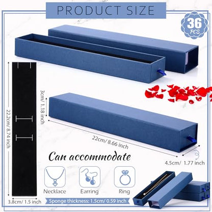 Kenning 36 Pcs Jewelry Gift Box for Necklace Bulk Sliding Drawer - color: Dark Blue