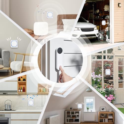 Wireless Doorbell Chime Extender for Google Nest Doorbell (Wired 2nd & 3rd Gen) & Nest Doorbell (Battery), Connects to Existing Hardwired Doorbell, Receiver with Wired Transmitter, 58 Chimes 5 Volume