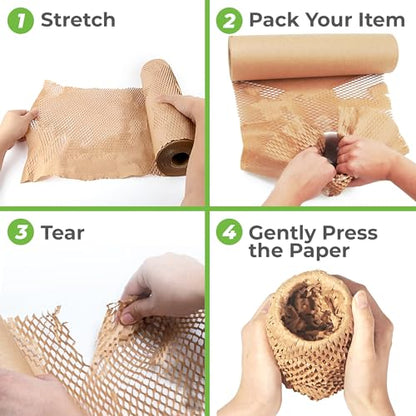 HexcelPack HexcelWrap Mini Honeycomb Packing Paper - Natural, 12" x 300' - color: Natural HoneyComb, size: 12" x 300 Feet - Roll with Dispenser Box