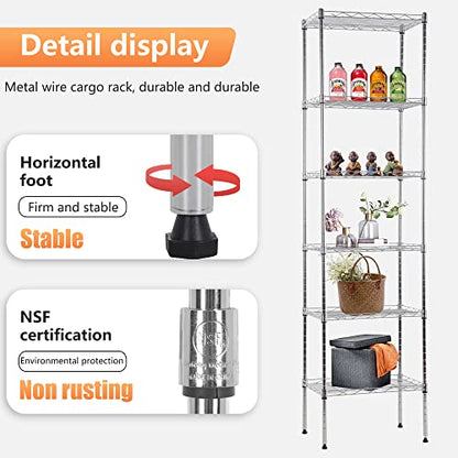 FDW | 6-Tier Wire Shelf | 17" x 12" x 64" | Chrome - color: Chrome, size: 17×12×64