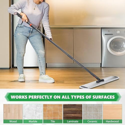 24 Inch Flat Floor Mop Heavy Duty Microfiber Wet Mop Commercial Mop - size: 24 IN MOP