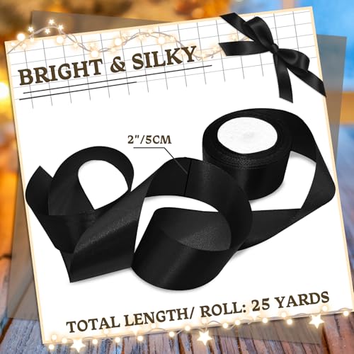 Luomorgo 2 Inch Black Satin Ribbon, 25 Yards - color: Black, size: 2 inch x 25 yards