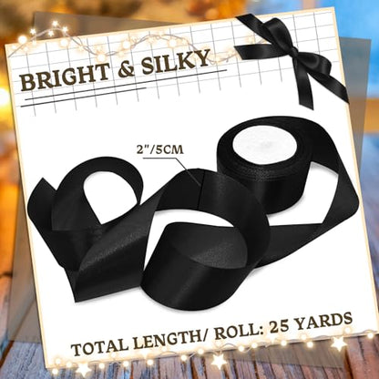 Luomorgo 2 Inch Black Satin Ribbon, 25 Yards - color: Black, size: 2 inch x 25 yards