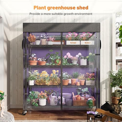 REIBII 72.8"H 5-Tier Heavy Duty Storage Shelving with Cover & Wheels,Pantry - size: 35" W x 16" D x 72.8" H