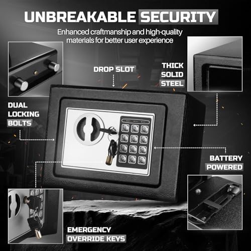 Flexzion Small Drop Safe Box with Digital Keypad, 12 x 8 x 8 in, Black - color: Black, size: Small (0.26 Cubic Feet)
