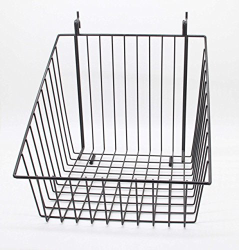 FixtureDisplays® Set of 312" x 12" Metal Gridwall Slatwall Basket w/Hooks - Black