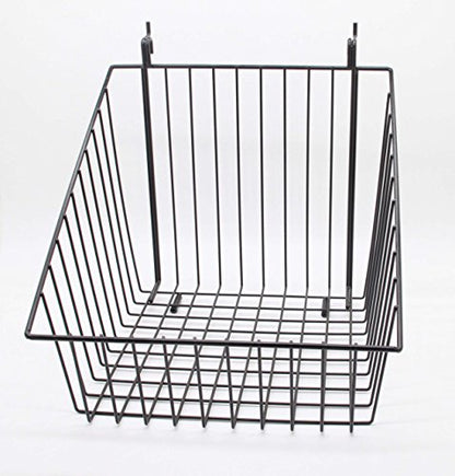 FixtureDisplays® Set of 312" x 12" Metal Gridwall Slatwall Basket w/Hooks - Black