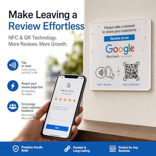NFC Tap Google Review Acrylic Plate, White, Compact 3.9", 1-PLATE - color: White, size: 3.94" - 1 PLATE