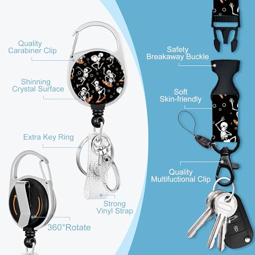 ID Badge Holder with Lanyard,Retractable ID Badge Card Holders&Detachable Lanyard Strap,ID Card Protector for Women Teacher Nurse Doctor Office. (Skeleton-01) - color: Skeleton-01