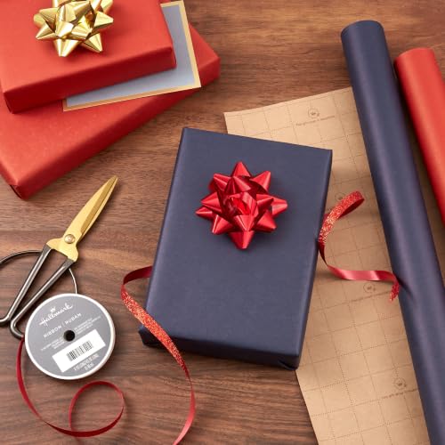 Hallmark Kraft Wrapping Paper Rolls, 2 Rolls (Red and Navy Blue)