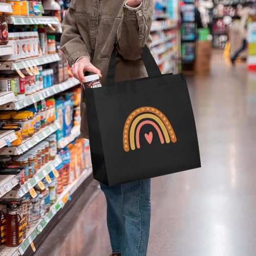 50Pcs Reusable Tote Bags Bulk, Non Woven Large Shopping Bags Grocery Gift Bag with Handles for Party Retail Boutiques, Black