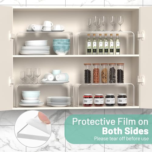 4 Packs Kitchen Cabinet Shelf Organizer, Acrylic Clear Shelf Riser, 5mm Thick Spice Rack for Dishes, Soda Cans and Cup（11.8 x 4.72 x 4.72 Inch） - size: 4 Packs