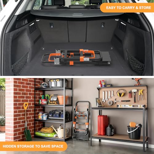 3-in-1 Folding Heavy Duty Hand Truck Dolly Cart Trolley with Wheels(Orange) - color: Orange