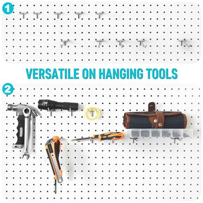 Pegboard Hooks Accessories 62pcs Metal Peg Board Tool Hangers (Silver) - color: Silver