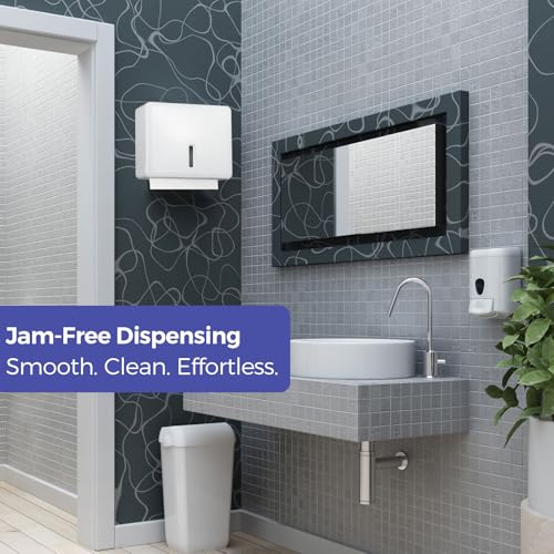 Stardrix Multifold Paper Towel Dispenser Wall Mount (White) – Large Capacity C-Fold, Trifold, and Folded Commercial Hand Towels Holder for Bathroom & Restroom – Adhesive or Screw Mounted - color: White