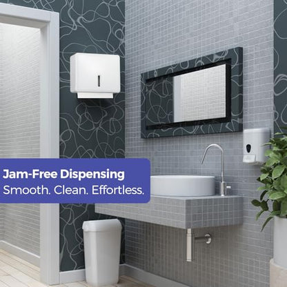 Stardrix Multifold Paper Towel Dispenser Wall Mount (White) – Large Capacity C-Fold, Trifold, and Folded Commercial Hand Towels Holder for Bathroom & Restroom – Adhesive or Screw Mounted - color: White