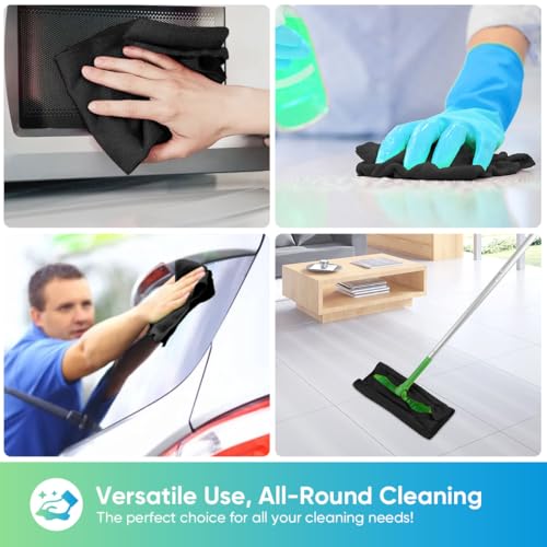 HOMEXCEL Black Microfiber Cleaning Cloth 100PK, Towels for Cars, Shop Rags - color: Black