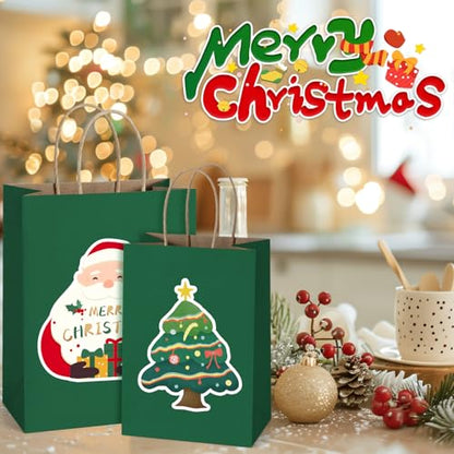 BagDream Medium Gift Bags with Handles 8x4.25x10.5 Forest Green 100Ct Bulk - color: Forest Green