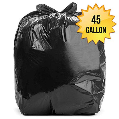 Aluf Plastics 45 Gallon 2 MIL (eq) Black Heavy Duty Trash Can Liners - 40" x 47" - Pack of 100 - For Contractor, Industrial, & Commercial - style: 45 Gal, 2 Mil Equiv, 100 Count