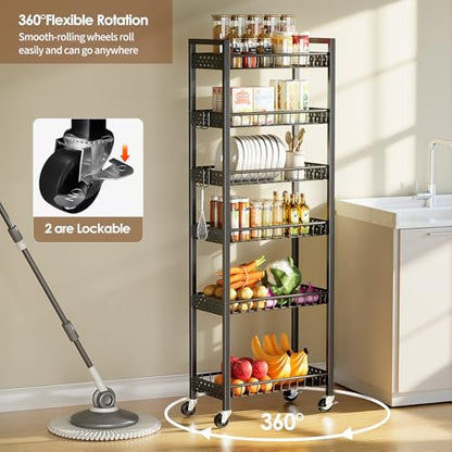 6 Tier Slim Storage Cart, Narrow Rolling Cart with Wheels, 10in(W) - color: Black, size: 6 Tier(10 in)