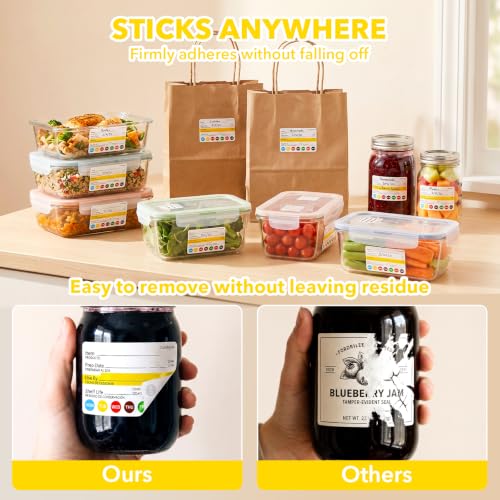 10 Rolls 2500 Pcs Restaurant Quality Shelf Life Food Rotation Labels Vinyl 2” x 3” Self-Adhesive Removable Freezer Food Labels Perfect for Reusable Containers Food Safety Date Sticker, Easy to Remove