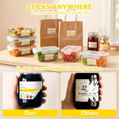10 Rolls 2500 Pcs Restaurant Quality Shelf Life Food Rotation Labels Vinyl 2” x 3” Self-Adhesive Removable Freezer Food Labels Perfect for Reusable Containers Food Safety Date Sticker, Easy to Remove