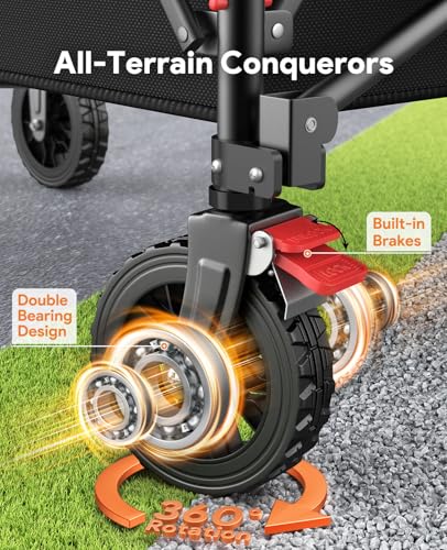 200L Wagons Carts Foldable with Wheels and Brakes for Camping Grocery - color: Black, size: 200l