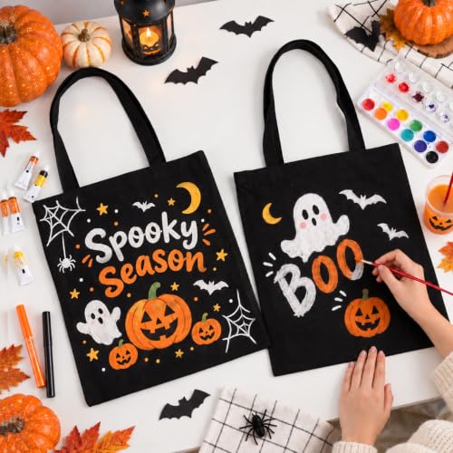 Lzerking 50 Pack Black Canvas Tote Bags for DIY Projects (13x15 Inches) - color: Black