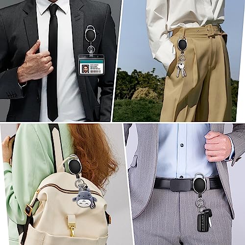 60 Pack Retractable ID Badge Holder Badge Reel with Carabiner and Belt Clip - color: Black