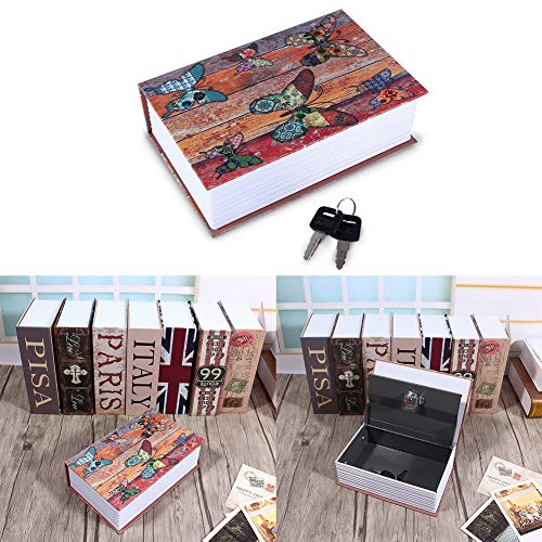 Simulation Dictionary Safe Box, Portable Book Secret Security Box, Fantastic and Deluxe Money Cash Jewelry Lock Box with 2 Keys for Home and Office Storing Extra Cash Jewelry (Butterfly) - color: Butterfly