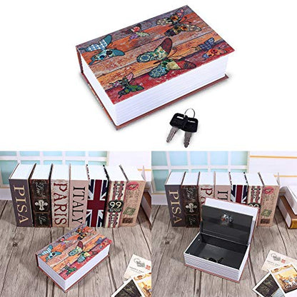 Simulation Dictionary Safe Box, Portable Book Secret Security Box, Fantastic and Deluxe Money Cash Jewelry Lock Box with 2 Keys for Home and Office Storing Extra Cash Jewelry (Butterfly) - color: Butterfly
