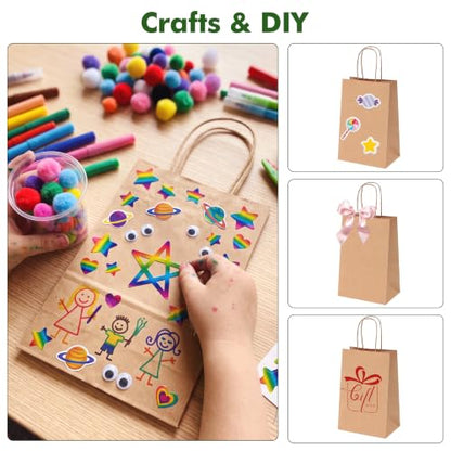 OUTUXED 2700pcs Small Gift Bags, Brown Paper Bags with Handles - color: Brown 5.25x3.2x8in, size: 1 Count (Pack of 2700)