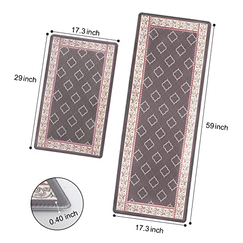 Kitchen Floor Mat Set of 2, Anti Fatigue Kitchen Mat 17"x59"+17"x29" - color: Coffee, size: 17"x59"+17"x29"