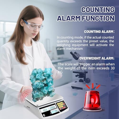 Counting Scale, Coin Scale to Weigh Coins, Precision Electronic Gram Scale for Parts and Coins with Alarm Mode, (30kg/66lb, 0.1g), g/kg/lb