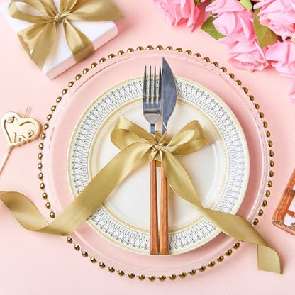 Champagne Gold Satin Ribbon, 1 Inch, 50 Yards - color: champagne gold