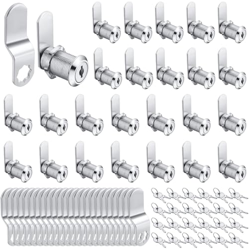 Kenning 24 Sets 1-3/8'' Fits on 1.1'' Max Cabinet Locks with Keys for Secure Drawer Mailbox Rv Storage Box Replacement Lock, Zinc Alloy - size: 1-3/8 Inch